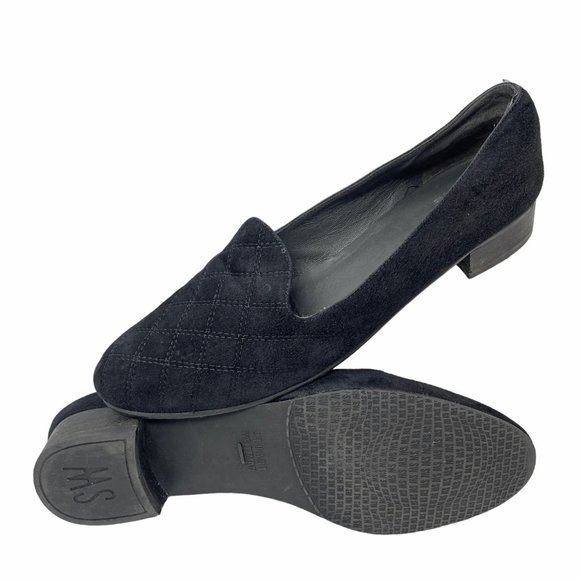 Stuart Weitzman QW00644 Black Quilted‎ Suede Smoking Flats - Picture 8 of 10